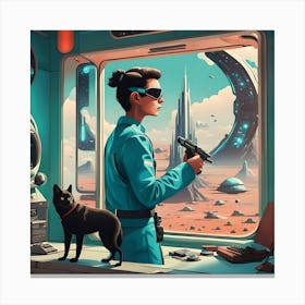 Futuristic Girl In Space Canvas Print