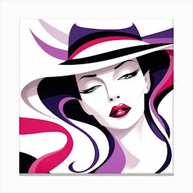 Portrait Of Woman In Hat Canvas Print