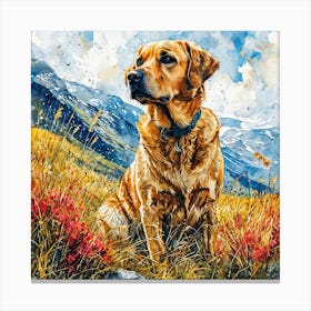 Golden Retriever In The Mountains Canvas Print