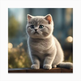 A Cute British Shorthair Kitty, Pixar Style, Watercolor Illustration Style 8k, Png (13) Canvas Print