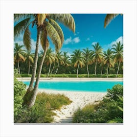 Serenity Shores Palms, Sands, And The Symphony Of Tropics Canvas Print