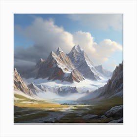 Hyperrealistic Mountain Scene Digital Painting 1 Canvas Print