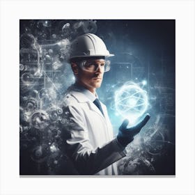 Scientist Holding A Futuristic Sphere Canvas Print