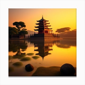 Chinese Pagoda At Sunrise Canvas Print