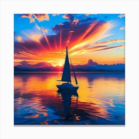 Sailboat At Sunset Canvas Print