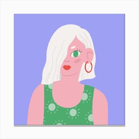 Portrait Of A Woman with Hoop Earrings Canvas Print