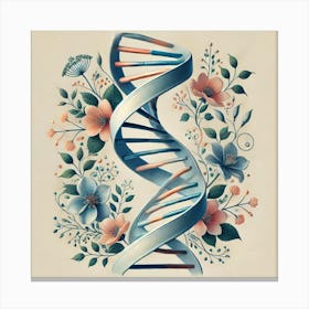 Floral Dna Helix Printed Art A Beautiful Fusion Of Science And Nature, Featuring A Dna Helix With Delicate Floral Accents, Perfect For Medicine Enthusiasts And Adding Elegance To Any Space Printed Canvas Print