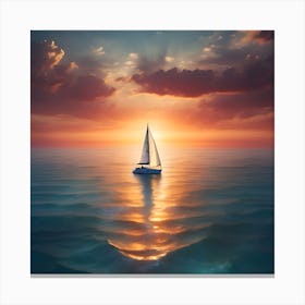 Sailboat At Sunset Canvas Print