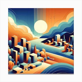 Abstract City Skyline 3 Canvas Print