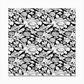 Vintage Black And White Flower Pattern Canvas Print