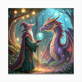 Wizard And Dragon Leinwandbild