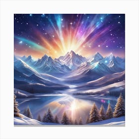 Sunrise Over Snowy Mountains Canvas Print