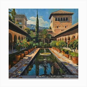 Granada Courtyard Canvas Print