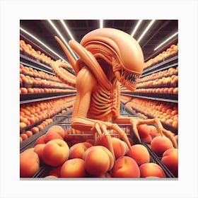 Alien Choosing Peaches Canvas Print