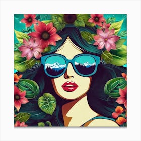 Flower Girl In Sunglasses Canvas Print