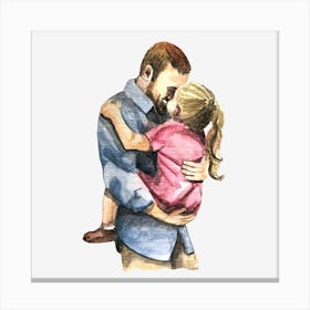 Father And Daughter Hugging Father's Day 1 Canvas Print