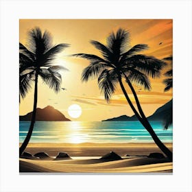 Sunset At The Beach 346 Canvas Print