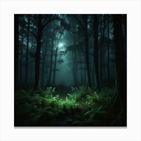 Dark Forest At Night 3 Canvas Print