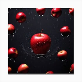 Red Apple Fruit Black Background Canvas Print
