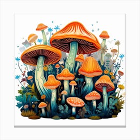 Mushrooms And Flowers 11 Canvas Print