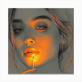 Girl Holding A Candle Canvas Print