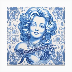 Dolly Parton Delft Tile Illustration 1 Canvas Print