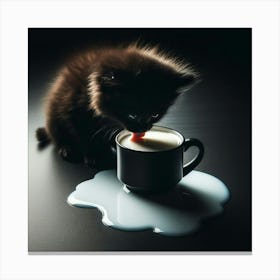 Kitten Drinking Milk 1 Canvas Print