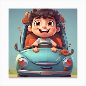 Boy Driving A Car 1 Canvas Print