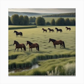 Horses In The Meadow 2 Canvas Print