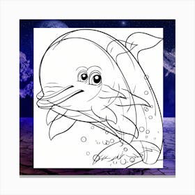 Dolphin Drawing   Canvas Print