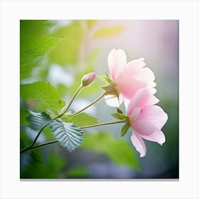 Flowers Leaves Nature Soft Freshness Pastel Botanical Plants Blooms Foliage Serene Delic (9) Canvas Print