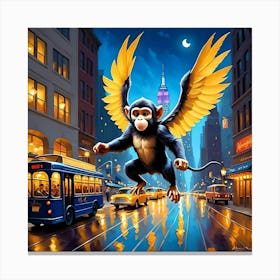 Monkey In The City Canvas Print