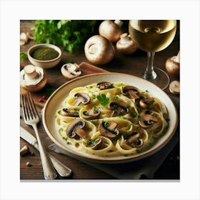 Pasta With Mushrooms And Wine 1 Canvas Print