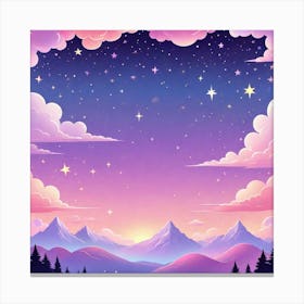 Sky With Twinkling Stars In Pastel Colors Square Composition 212 Canvas Print