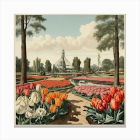 Tulips In The Garden Canvas Print