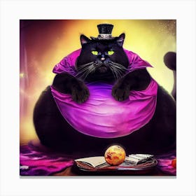 Black Cat In A Purple Dress Canvas Print