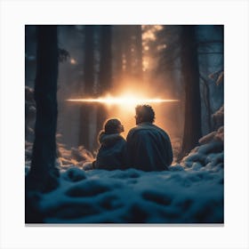 Boy And A Girl In The Snow Canvas Print