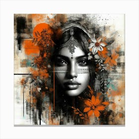 Indian woman Wabi-Sabi Art v4 Canvas Print