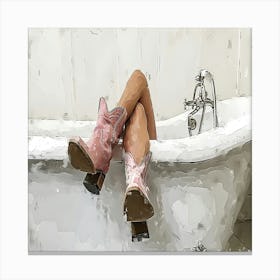 Pink Cowboy Boots Canvas Print