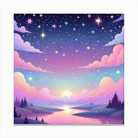 Sky With Twinkling Stars In Pastel Colors Square Composition 85 Canvas Print