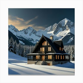 Cabin In The Mountains Canvas Print