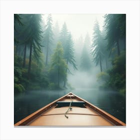 Serene Boat Ride Through A Misty, Magical Forest 1 Canvas Print