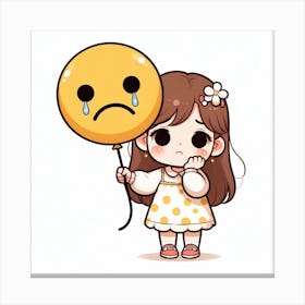 Sad Girl With Balloon Canvas Print