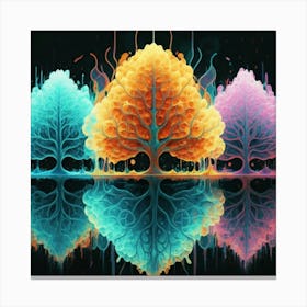 Three Colorful Trees in neon colors 8 Canvas Print