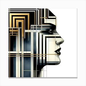 Head Silhouette - Abstract Line Art Illustration 57 Canvas Print