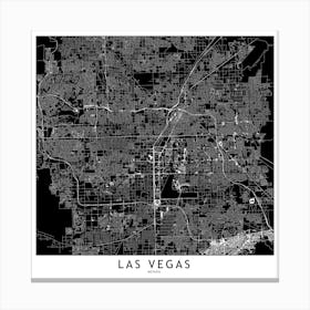 Las Vegas Black And White Map Square Canvas Print