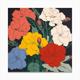 Impatiens 2 Pop Art Illustration Square Canvas Print