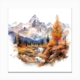 Watercolor Mountain Landscape 8 Canvas Print