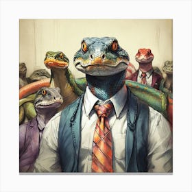 Lizards In Suits Canvas Print