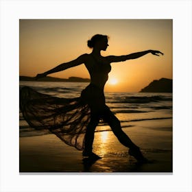 Silhouette Of A Dancer At Sunset Canvas Print